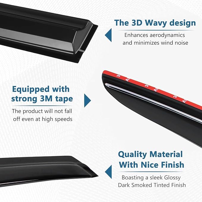 4PCS Rain Guards Window Visors Wind Deflector Fits - Image 7