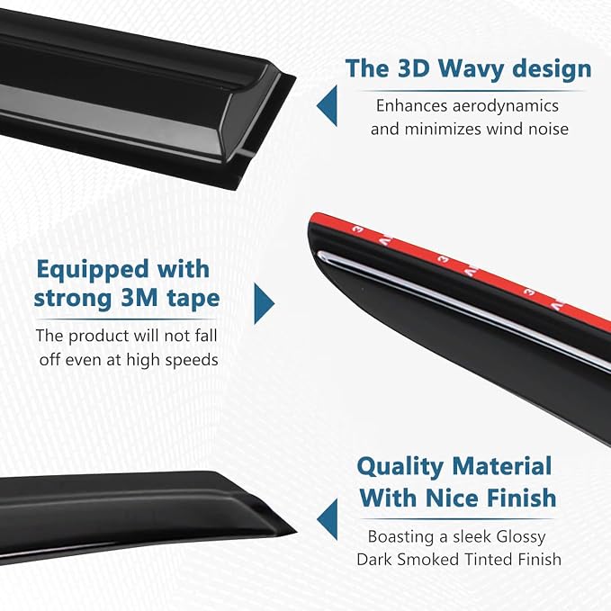 Window Visors Rain Guards Fit for 2009-2019 Ford Flex, Outside Mount Wind - Image 4