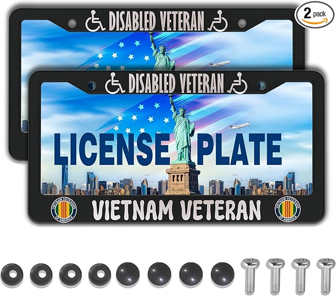 License Plate Frames Black and White License Plate Covers Disabled Vietnam by Unknown