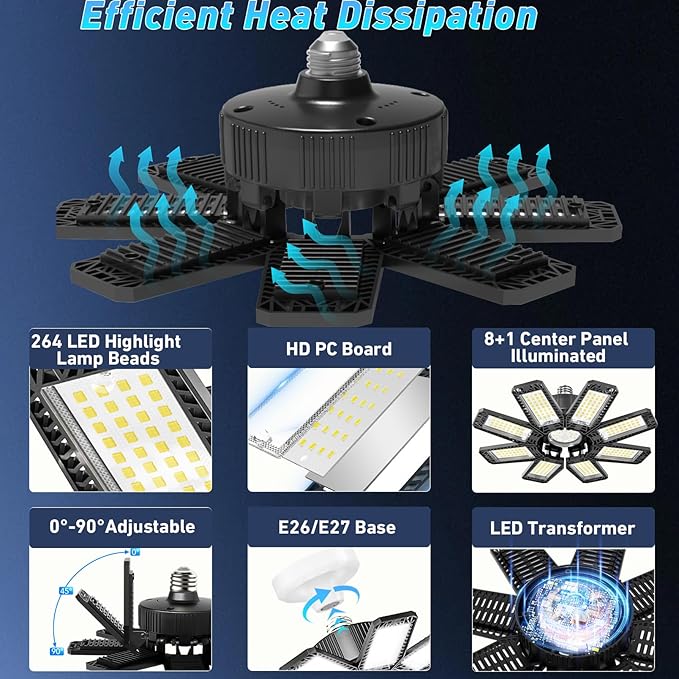 Garage Light - 240W 24000LM 6500K Garage Lights Ceiling LED - Image 3