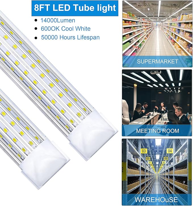 20 Pack, 8FT LED Shop Light Fixture, 144W 15500LM 6000K Cool White, High Output - Image 5