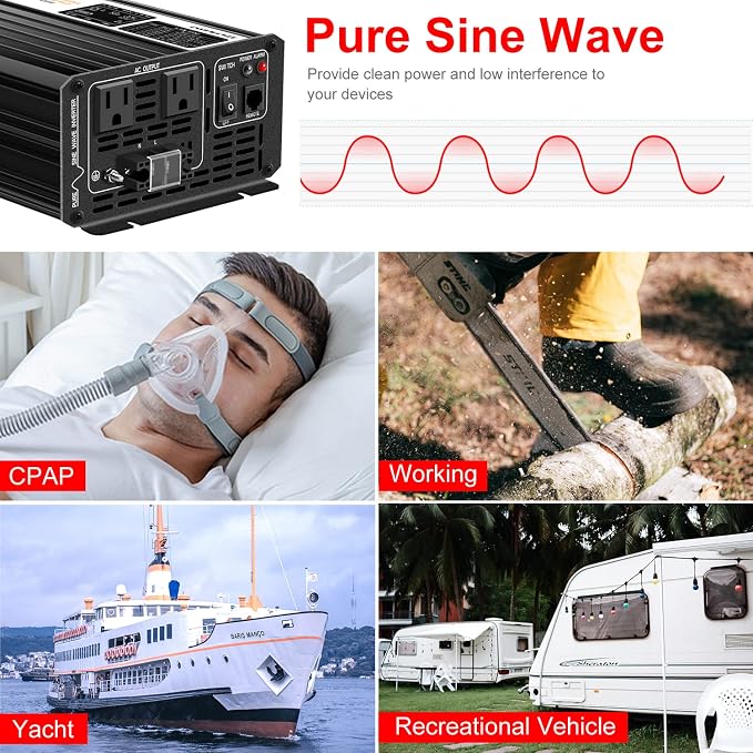Xijia Pure sine Wave Inverter 2000w Power Inverter dc 12v to 110v 120V ac rv - Image 11