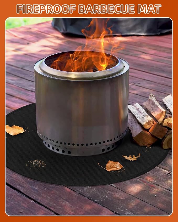 Round BBQ Grill Mat, 48 Inch Double-Sided Fireproof Pad 4-Layer Deck Protector - Image 3