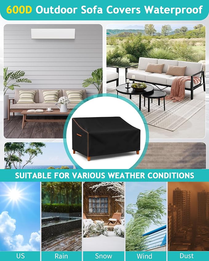 Outdoor Sofa Cover, Waterproof Patio Furniture Cover 90W x 36D x 33H inches - Image 7