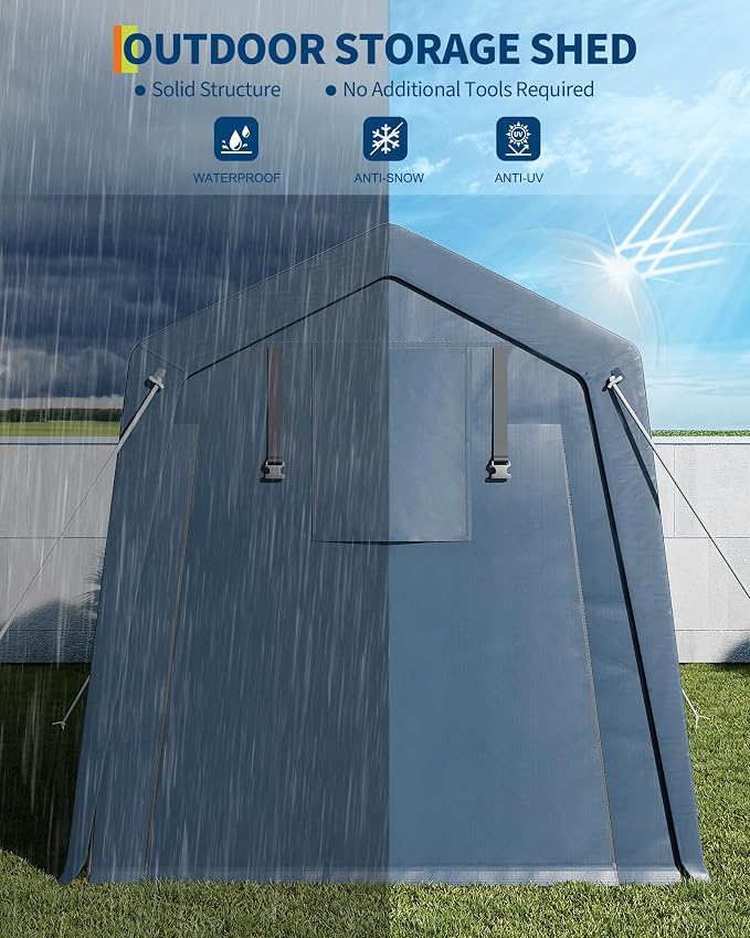 6x6 FT Motorcycle Shed, Durable Outdoor Motorcycle Storage Tent - Image 3