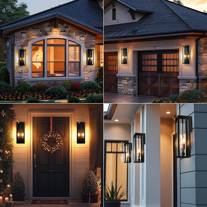 Black Motion Sensor Outdoor Lights 2-Light, 16” Modern Dusk to Dawn Sensor - Image 8