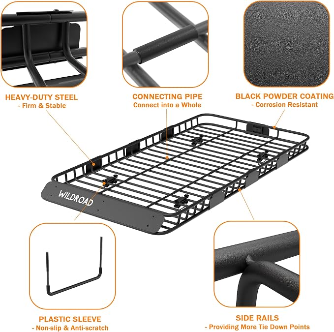 WILDROAD Car Roof Cargo Carrier Combo of Upgraded 84"x 39"x 4" Roof Rack Cargo - Image 3