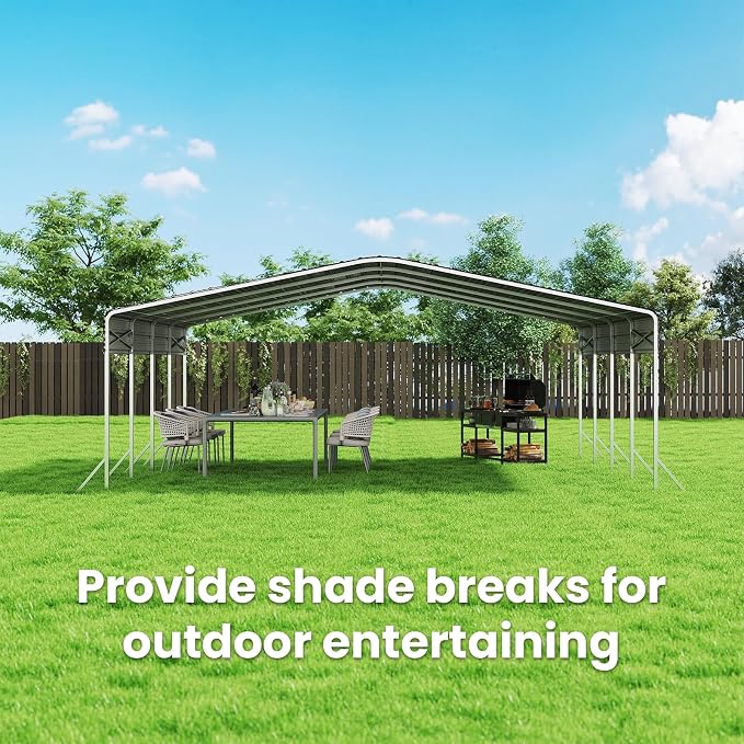 20x20 Carport, Heavy Duty Metal Car Port, All-Weather Protection, Easy Assembly - Image 7