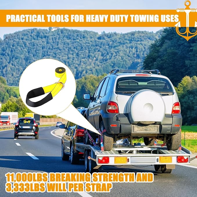 8Pack 2" X 10 ft Tow Truck Straps Lasso Wheel Lift Straps Lasso Tow Strap - Image 3