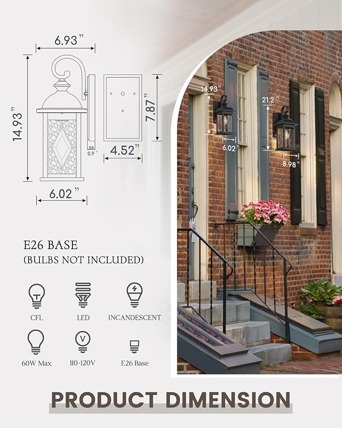 FEMILA 15" Exterior Wall Sconce, Anti-Rust Matte Black Finish - Image 3