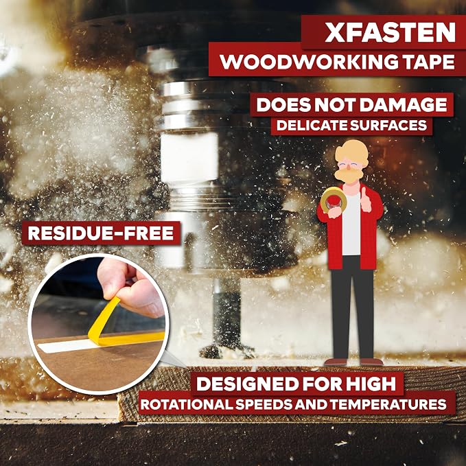 XFasten Bulk Double Sided Woodworking Tape 1-inch, 592 Feet Total Residue-Free - Image 2