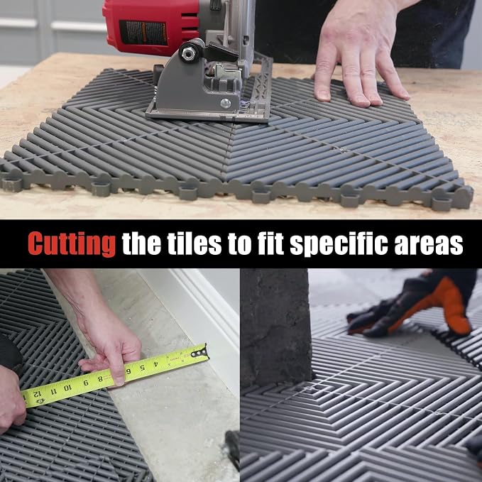 25PCS|15.7"x15.7" Garage Flooring Tiles, Non-Slip Interlocking Plastic Garage - Image 6