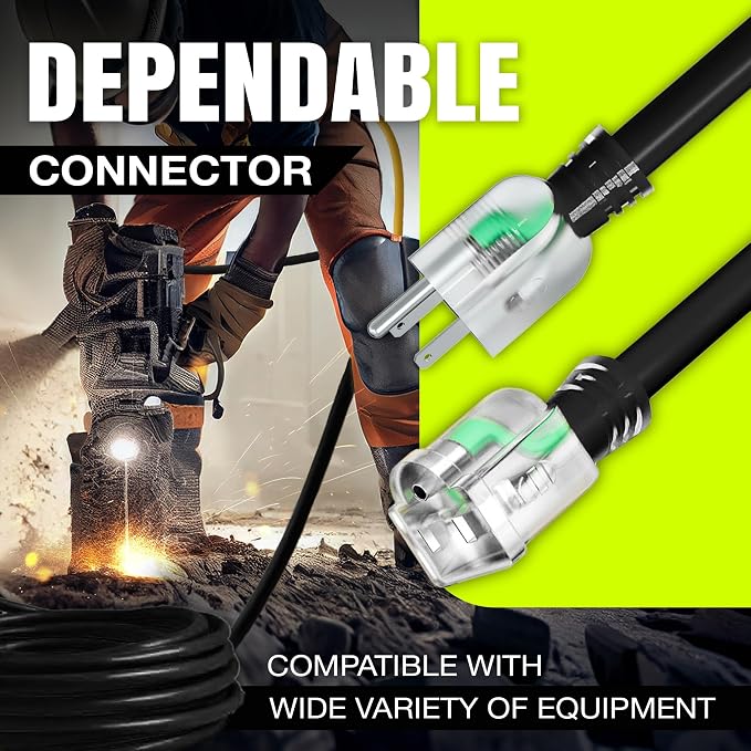 10ft Outdoor/Indoor Extension Cord 12/3 Gauge Extra Heavy Duty 3 Prong SJTW - Image 4