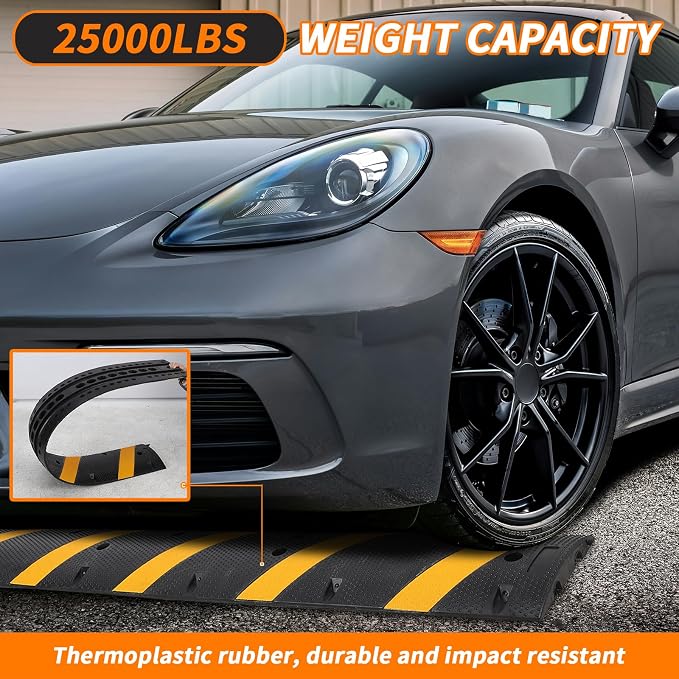 Heavy Duty Speed Bumps for Driveway, 2 Channel Modular Traffic Speed Bump Hump - Image 3