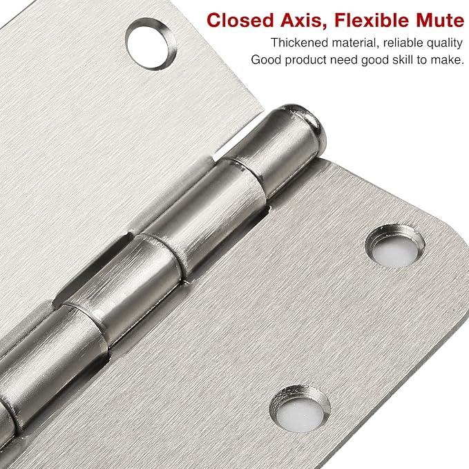 36 Pack Rounded Brushed Nickel Door Hinges 3.5 Inch x 3 ½" 5/8" Radius 3 1/2" - Image 6