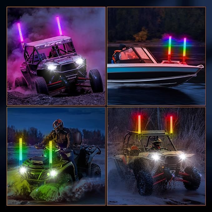 2PCS 2FT Fat Whip Lights for UTV ATV - Image 7