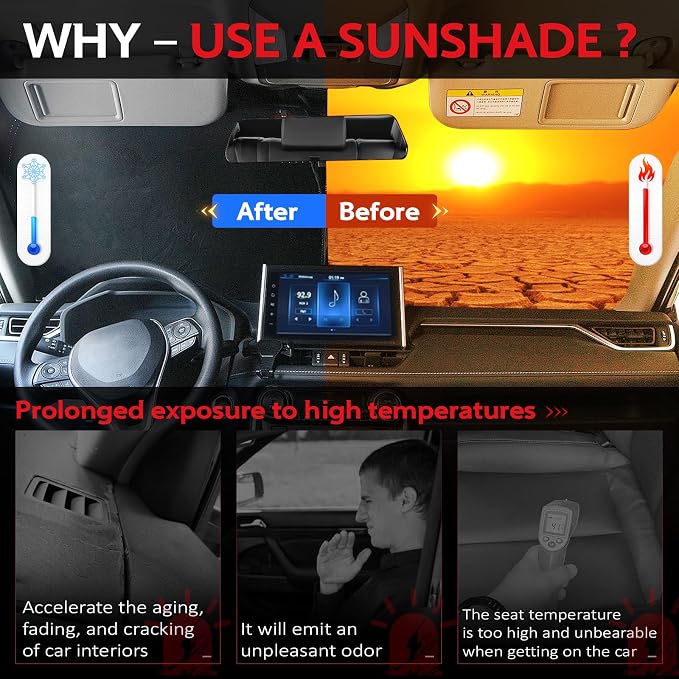 KAYZT Windshield Sun Shade for 2021-2025 Che-vrolet/Chevy Tahoe Foldable - Image 3