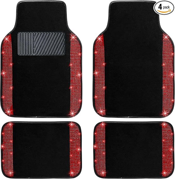 NBTEPEM Red Bling Car Floor Mats Full Set, Universal Fit Most Cars by NBTEPEM