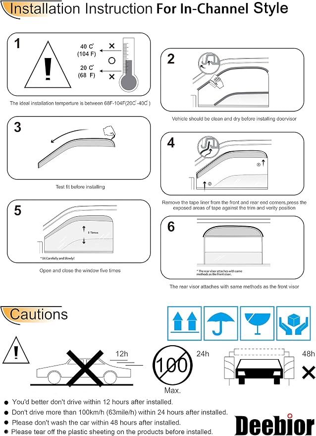 4pcs Side Window Deflectors Window Visors - Image 4