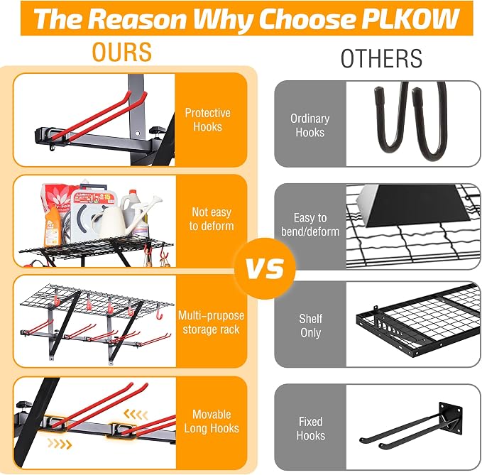PLKOW Wall-Mounted Ski Rack, Skis Storage Rack - Image 5