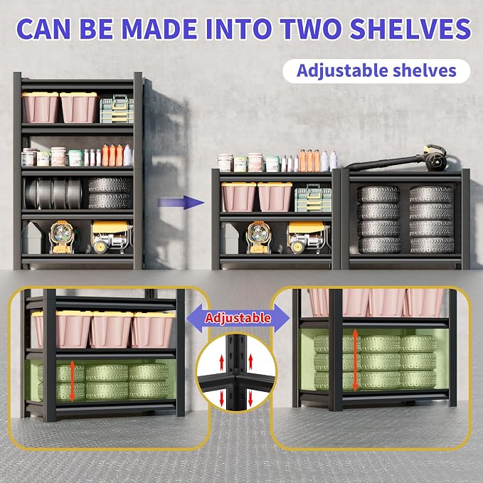 Garage Shelving Unit Rustproof 72" H3000bls Heavy Duty Storage Shelves Easy - Image 6