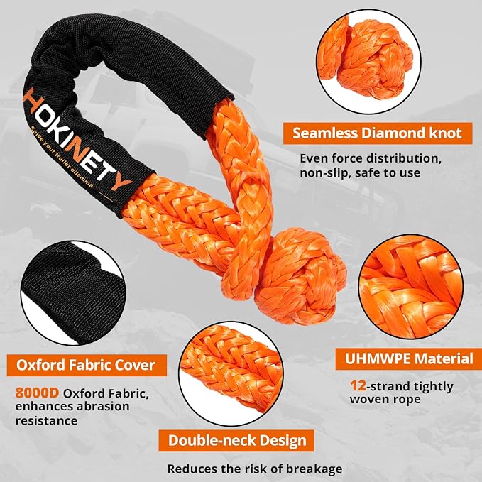 Kinetic Recovery Tow Rope: 1.26" x 30ft 55000LBS Snatch Strap - Image 4