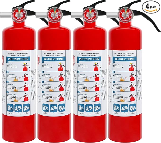 4 Pack ABC Dry Chemical Fire Extinguishers, 2.5 lb 1A:10B:C Rating by Leyanny