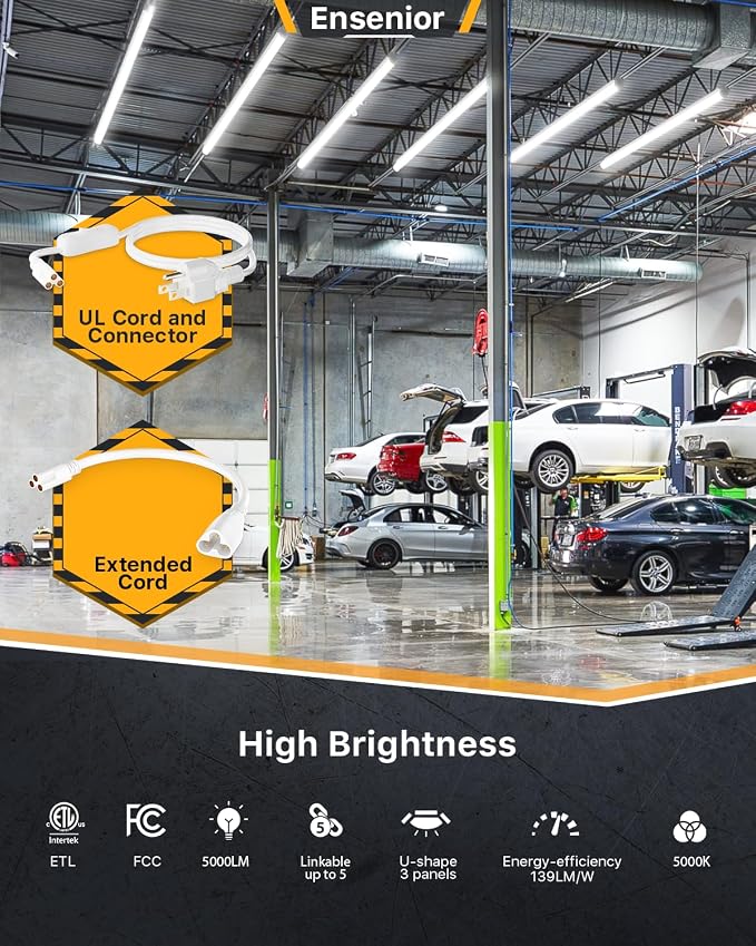 Ensenior 10 Pack 4 FT Led Shop Lights, 5000K Daylight, 5000LM Super Bright - Image 2