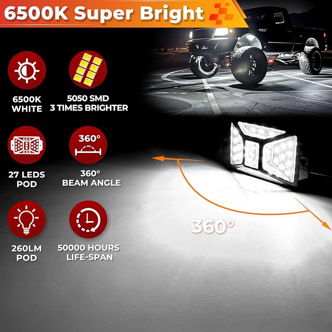 20 Pods Pure White LED Rock Lights Kit - Image 2