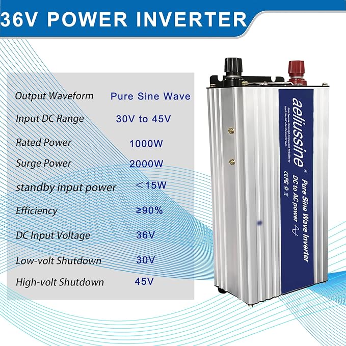 1000W Pure Sine Wave Inverter-36V DC to 110V 120V AC Power Converter - Image 4