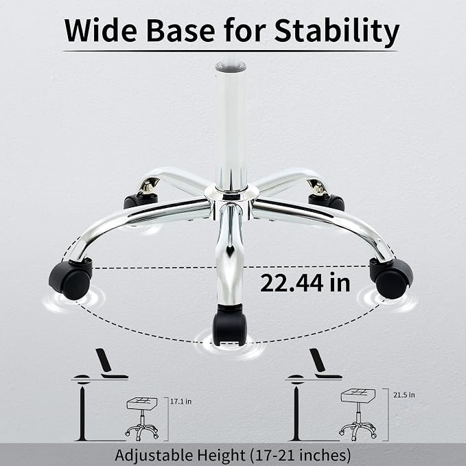 Ergonomic Desk Stool with Wheels Faux Leather Office Stool - Image 4