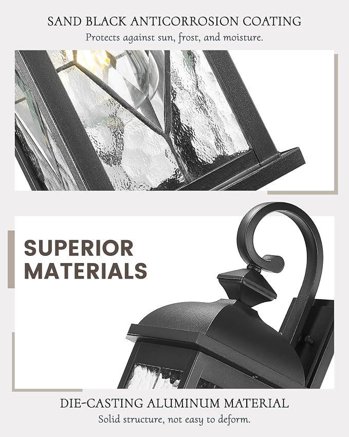 FEMILA 2 Pack Large Outdoor Wall Sconce, Anti-Rust Waterproof Porch Lights - Image 2