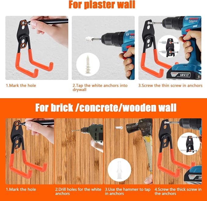 Heavy-Duty Garage Hooks -4 Pack Type small J - Image 6