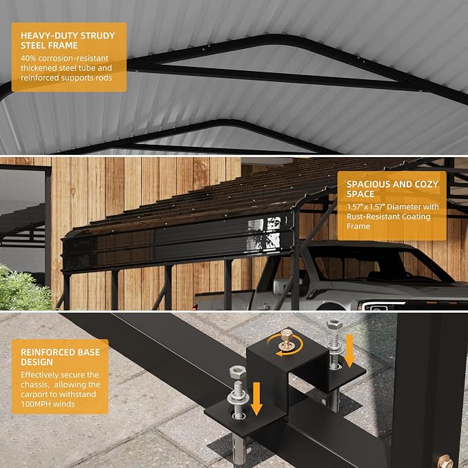 20x20FT Metal Carport Kits - Image 3