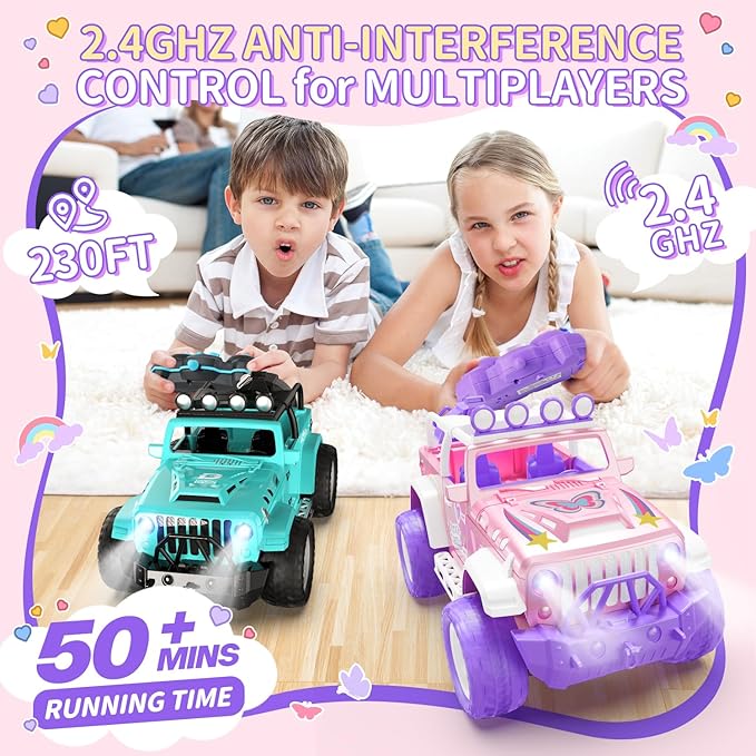 DEERC Pink Remote Control Car for Girls - Image 6