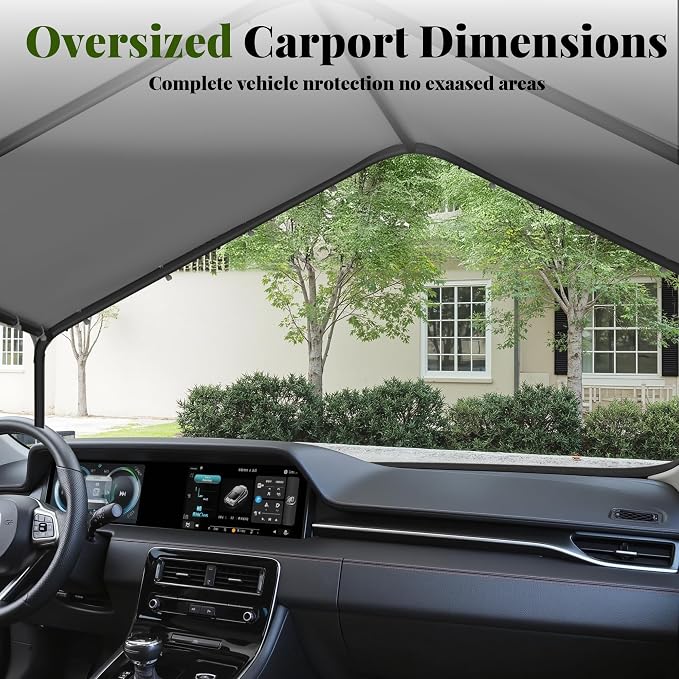 GOJOOASIS 10x20 Carport Heavy Duty Portable Garage Shelter Metal Car Canopy Tent - Image 5