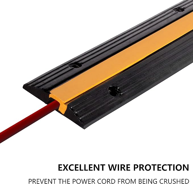 2 Pack Rubber Cable Ramp Hose Cable Protector Ramp 1 Channel 11000Lbs Load - Image 3