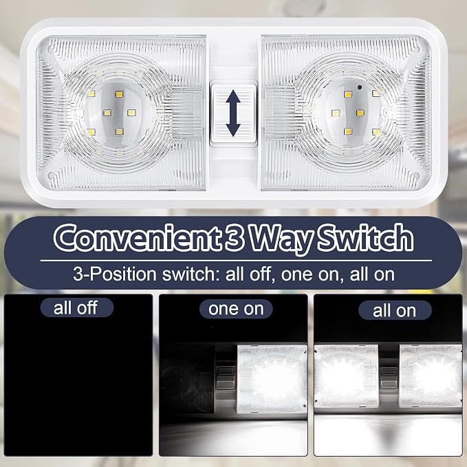 10 Packs RV Lights Interior 12V Led 8W Ceiling Double Dome Camper Light 600 - Image 3