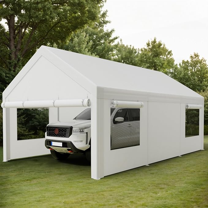 Shintenchi Carport 12' x 20' Heavy Duty Portable Garage, Car Port Canopy - Image 8