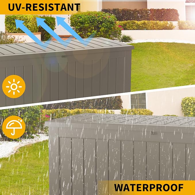 270 Gallon Outdoor Storage Box Patio Deck Box Waterproof, Resin Lockable - Image 3