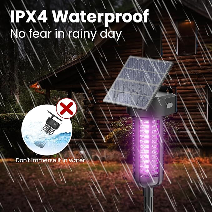 Solar Bug Zapper Outdoor 2 Pack, Garden Mosquito Zapper Waterproof & Cordless & - Image 5