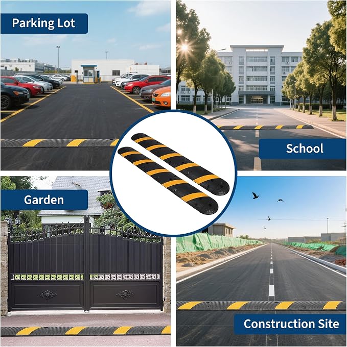 3 PCS 6FT Speed Bumps Wite End for Road, Heavy-Duty 25, 000 Lbs Capacity - Image 9