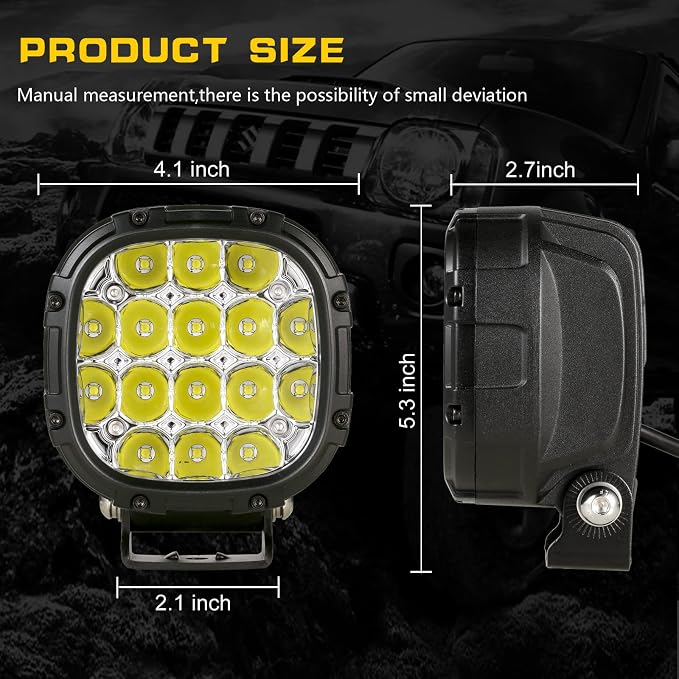 BIGLION.X 4 Inch 160W 18800LM Round LED Offroad Lights Driving Spotlights Fog - Image 3