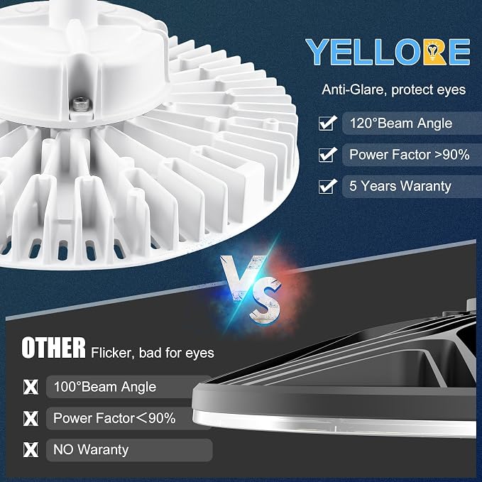 200W High Bay LED Light AC100-277V 29, 000LM UFO Lighting 0-10V Dimmable 5000K - Image 5