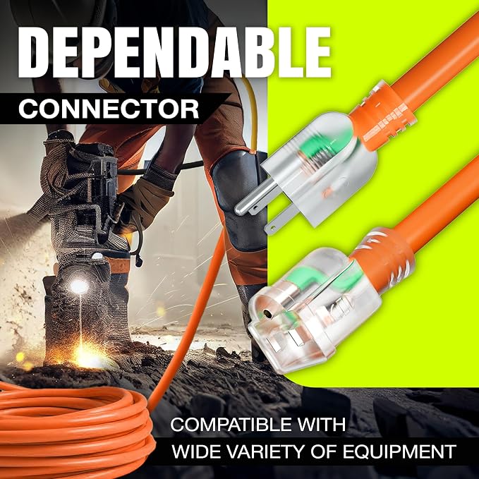200ft Outdoor/Indoor Extension Cord 10/3 Gauge Ultra Heavy Duty 3 Prong SJTW - Image 4