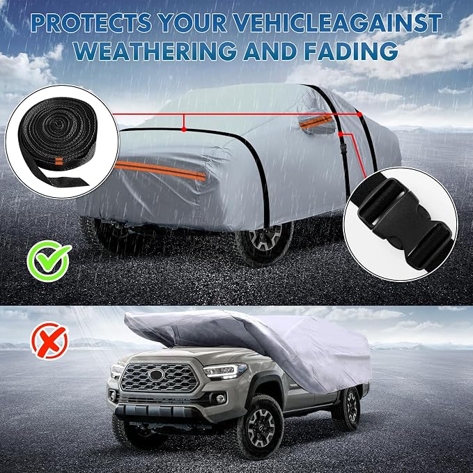 KEYOOG Car Cover, Fit for 230"-260" Length Pickup Truck, 6-Layer All-Weather - Image 5