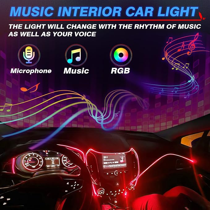 MICTUNING Car LED Interior Strip Light, 6 in 1 RGB Multicolor - Image 4