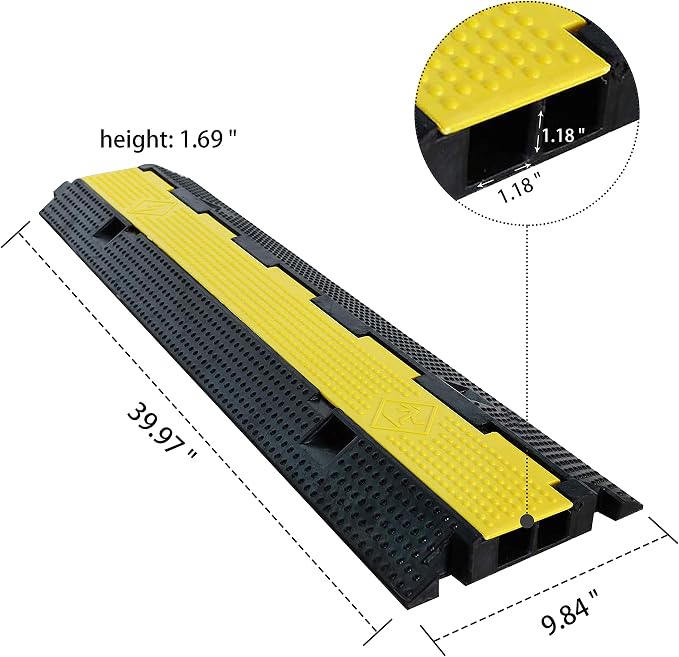 4 Pack Rubber Cable Ramp Hose Cable Protector Ramp 2 Channel 22000Lbs Load - Image 2