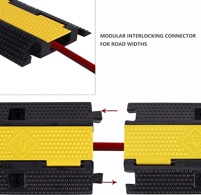 1 Pack Rubber Cable Ramp Hose Cable Protector Ramp 1 Channel 22000Lbs Load - Image 4