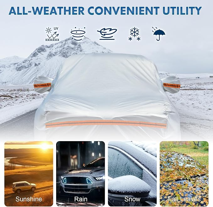 KEYOOG Fit for 164"-178" Length SUVs, 6-Layer Full Car Cover is All-Weather - Image 3